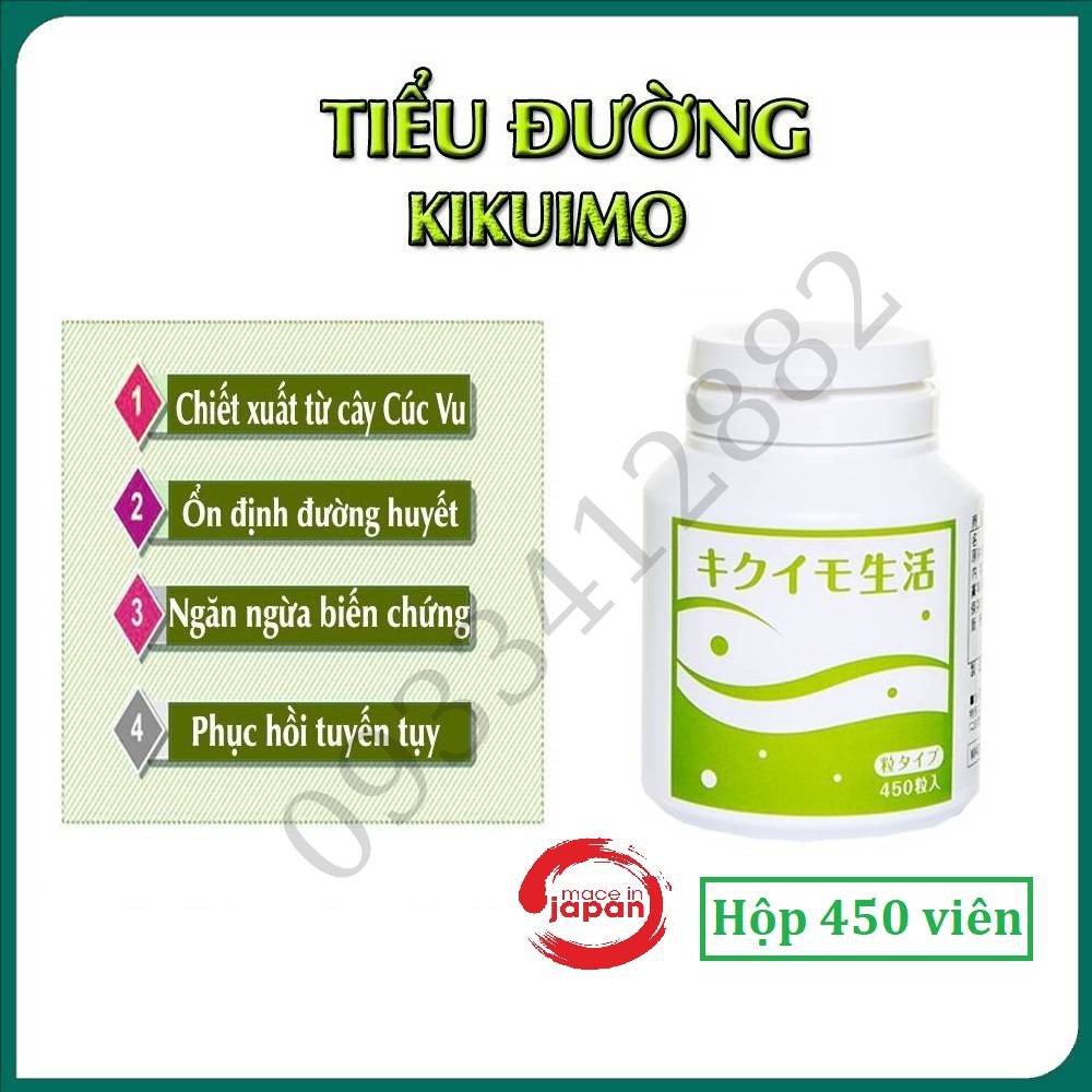 Tiểu đường cao cấp Kikuimo - Nhật Bản, Hộp 450 viên giúp giảm và ổn định đường huyết sau 1 liệu trình sử dụng