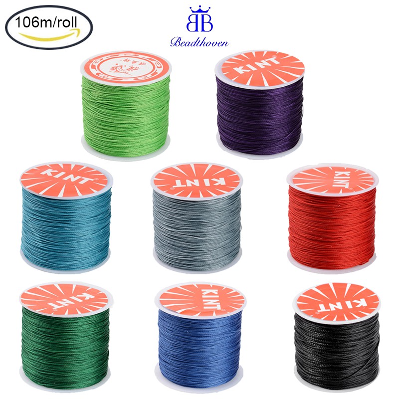 1 cuộn dây Polyester phủ sáp tròn màu tím 0.5mm khoảng 115.92 thước Anh - 106m