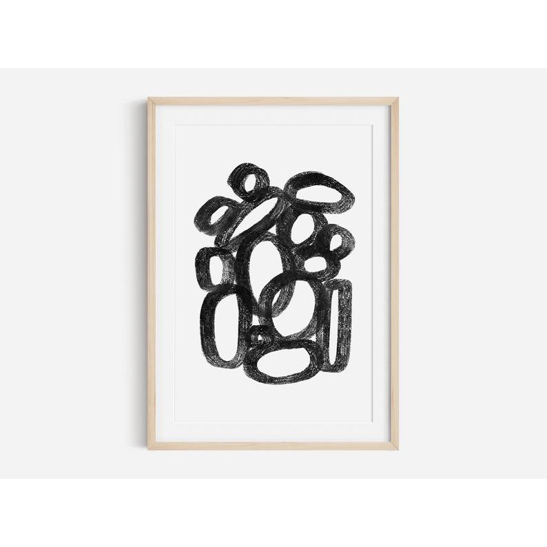 Tranh treo tường | Tranh nghệ thuật trừu tượng - Black Abstract Art Print, Black and White Abstract Art 06