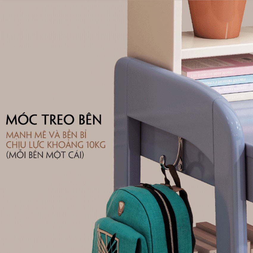 Bàn học sinh tăng giảm chiều cao chống gù, chống cận có kệ sách 80cm mẫu cao cấp