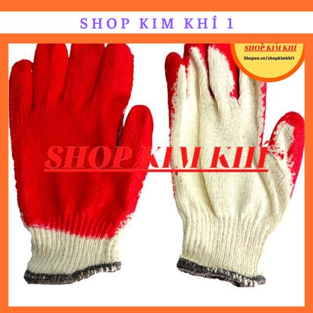 Găng tay sợi phủ cao su đỏ (1 đôi) - loại 1 phủ sơn dày