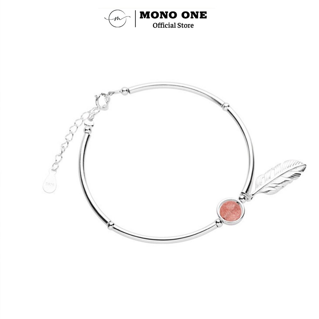 Lắc Tay Bạc 925 MONO ONE thiết kế chiếc lông vũ kèm hạt pha lê sang trọng phong cách Hàn Quốc
