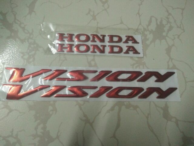 Bộ tem nổi Honda Vision Crôm đỏ New
