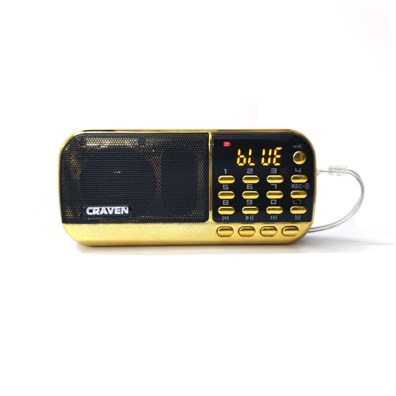 Loa đài FM đa năng Craven CR-836BT hỗ trợ Bluetooth/ Thẻ nhớ/ USB/ Tai nghe/ Đèn pin - dung lượng pin 4400mah (Đen đỏ)