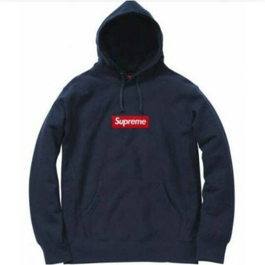 Áo Khoác Lông Cừu Dày Màu Xanh Navy In Chữ Supreme