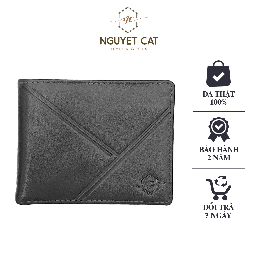Ví NGUYET CAT Leather Bằng Da Nappa Màu Nâu/Đen Phong Cách Thời Trang Lịch Lãm Cho Nam NC14