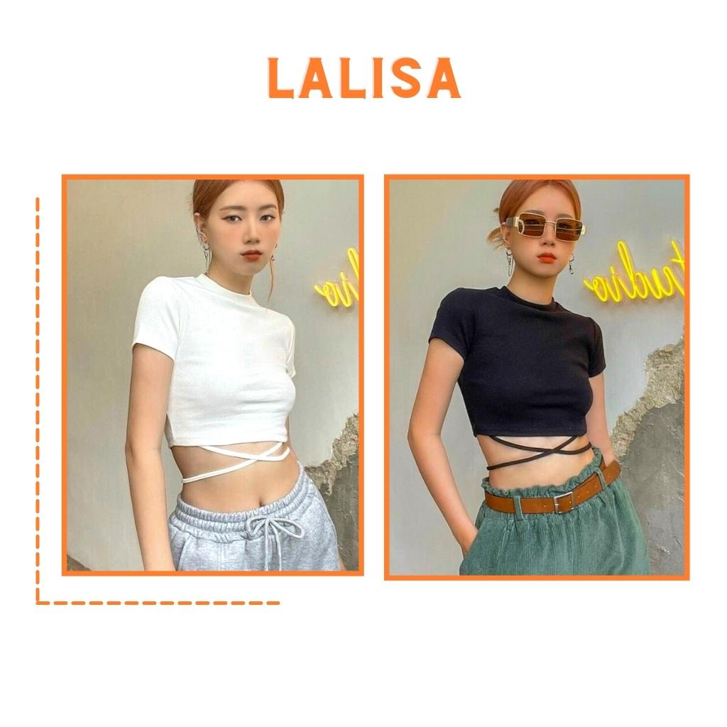 Áo Thun Croptop Kiểu Nữ Sexy LALISA Áo Crt Ôm Sát Body Dây Đan Chéo Bụng Thiết Kế Năng Động Chất Ngầu Hàn Quốc AO039