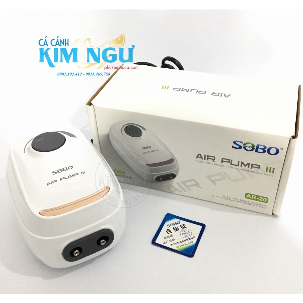 SOBO AR 20 (4W) Máy Sủi Oxy Cho Cá 2 Đầu Ra