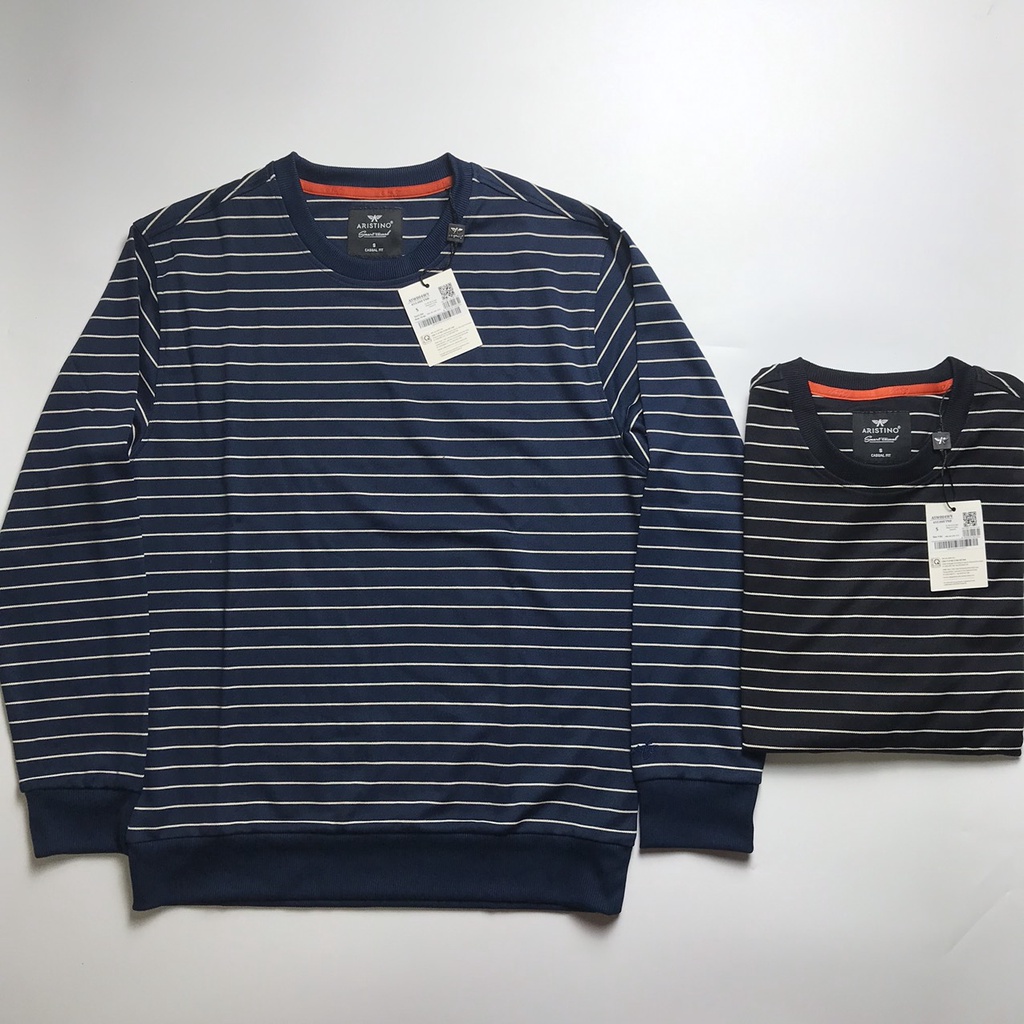 Áo thu đông nam dài tay ARISTINO TAG 450K họa tiết kẻ ngang, trẻ trung, ASW004W9 (2 màu)