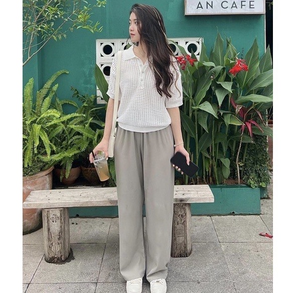 Áo Polo Dệt Lưới, Áo Mongtoghi Trắng Nữ Basic, Labibi