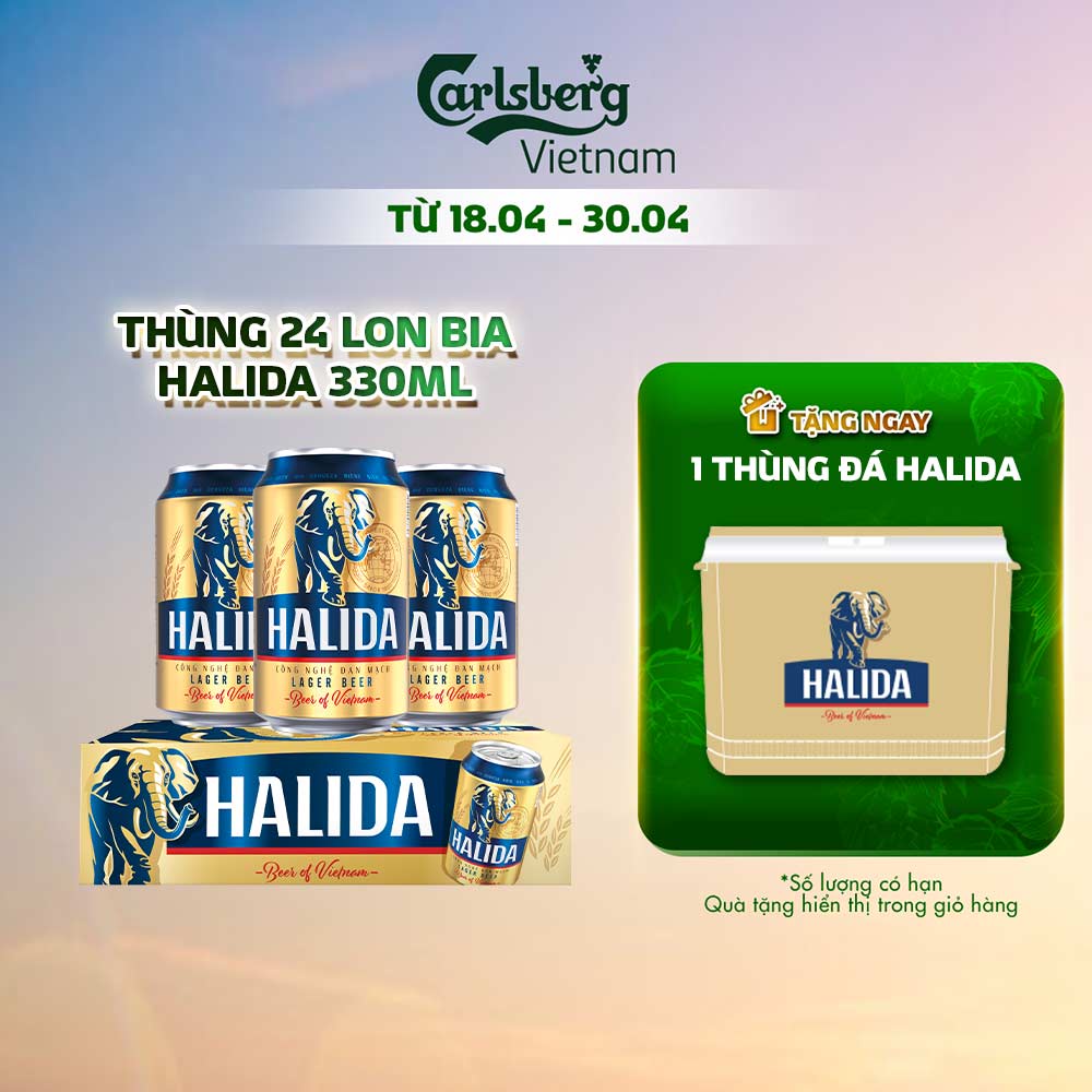 [Mã BMBAU50 giảm 7% đơn 99K] Thùng 24 lon bia Halida 330ml (24x330ml)