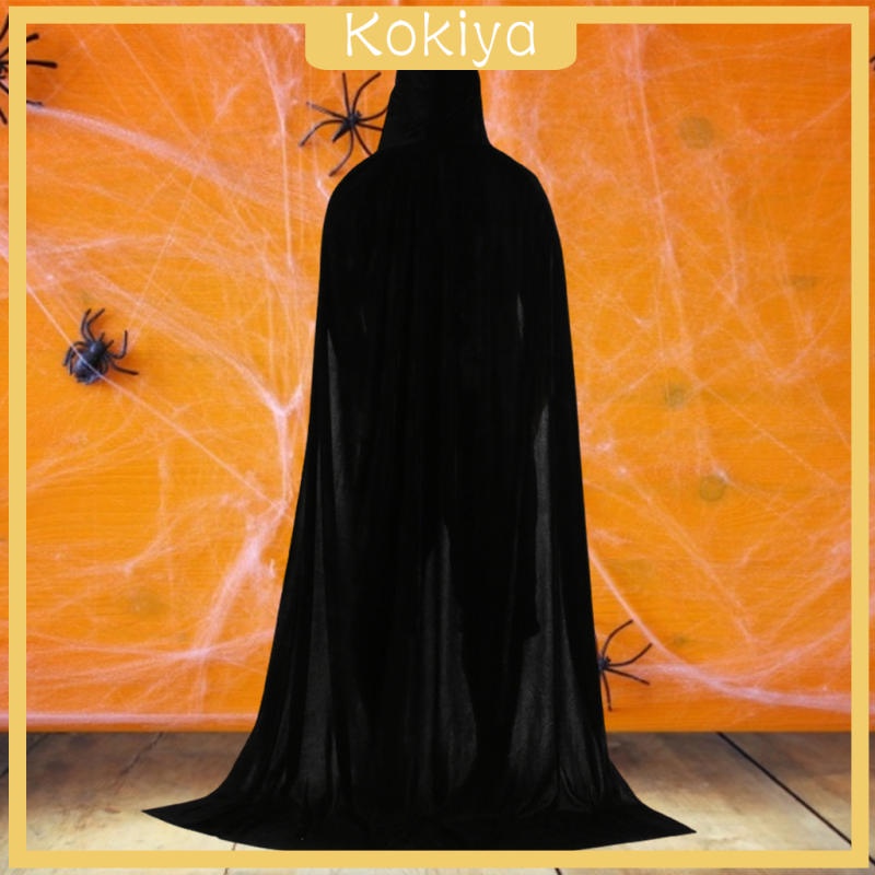 Áo choàng nhung đen dáng dài 150cm có mũ trùm dùng để hóa trang Halloween
 | BigBuy360 - bigbuy360.vn