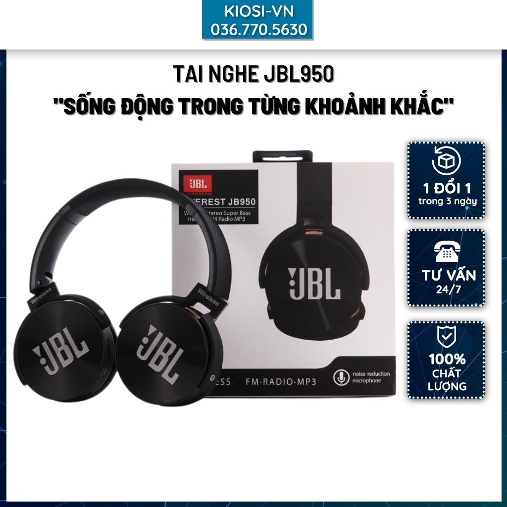 Headphone có mic, Tai nghe chụp tai bluetooth, Tai nghe JBL950 Hàng chính hãng nhập khẩu nguyên chiếc