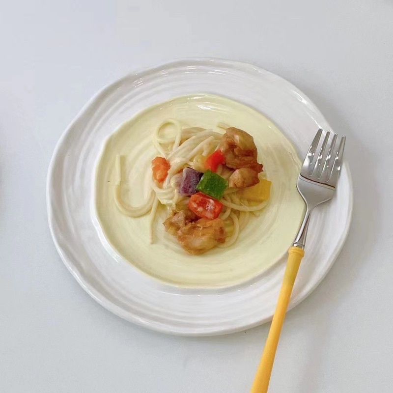 Đĩa sứ 2 màu pastel dĩa ăn đồ ngọt, hoa quả, đĩa sứ decor hồng vàng xanh