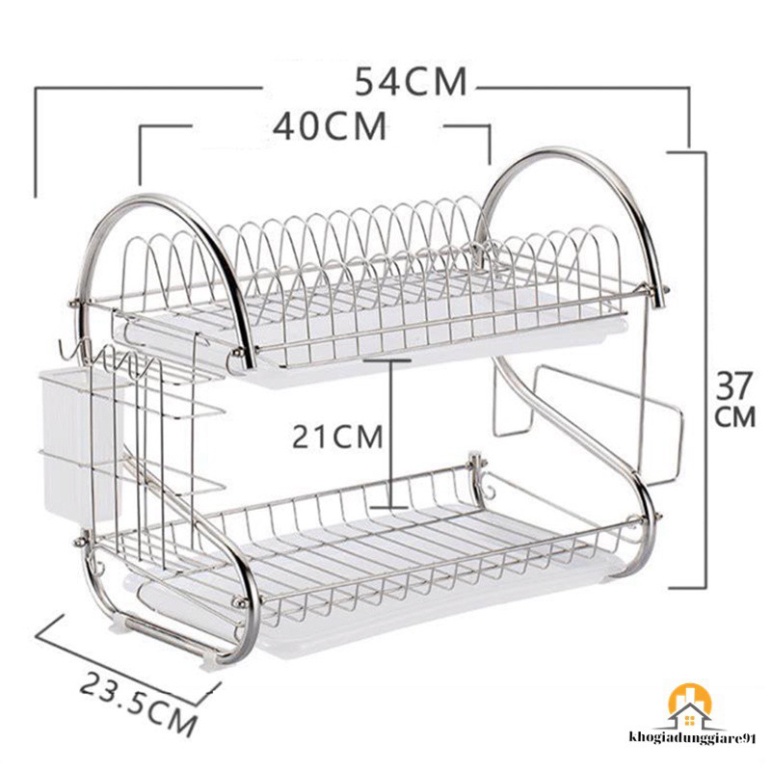 Giá úp bát INOX 2 tầng có khay hứng nước CAM KẾT HÀNG L1 DÀY DẶN