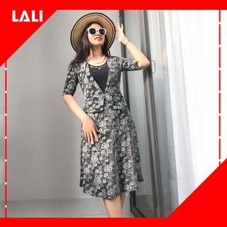 Đầm trung niên Noctune nhung ánh kim sang trọng bigsize