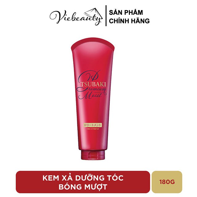 Kem Xả Cấp Ẩm Dưỡng Tóc Bóng Mượt Premium Moist Tsubaki Đỏ 180g - Khongcoson