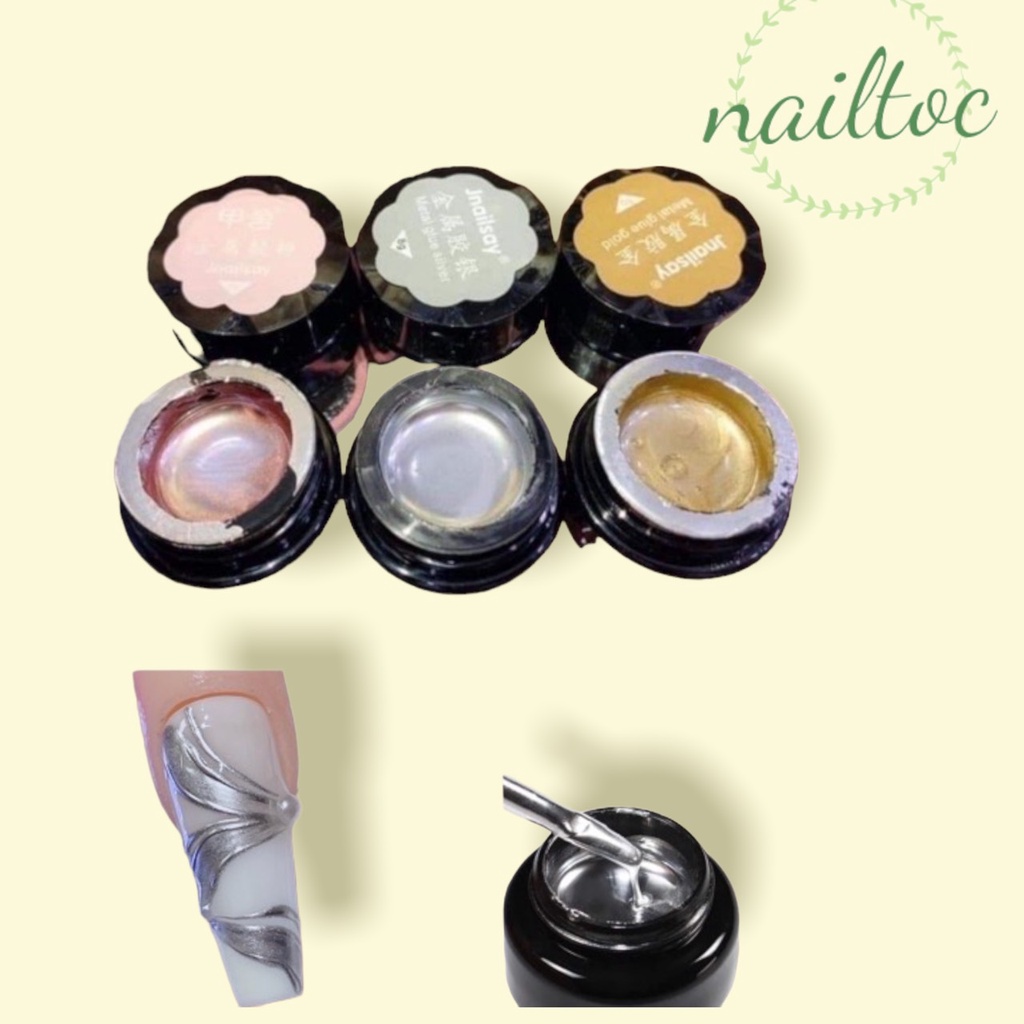 Gel metan siêu sáng, gel nhũ vẽ móng nail 2 màu cơ bản