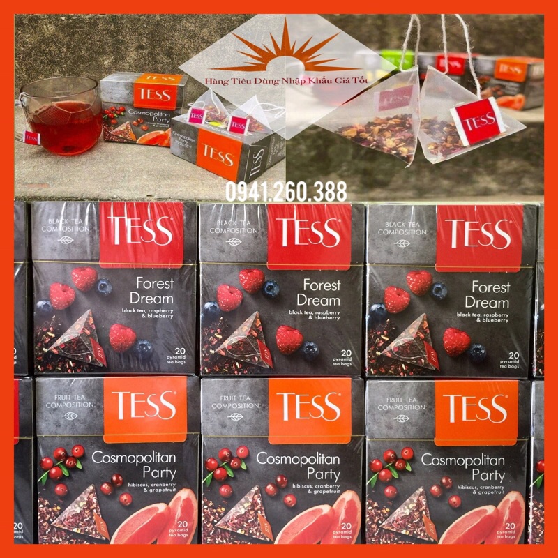 Trà Hoa Quả TESS Nga Hộp 20 Túi Lọc Kim Tự Tháp-Trà Đen Kết Hợp Hoa Quả Mọng Sấy Khô Thơm Dịu Vị Cam & Việt Quất Mâm Xôi | BigBuy360 - bigbuy360.vn