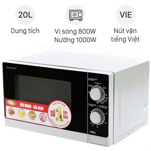 [Mã 154ELSALE2 giảm 7% đơn 300K] Lò Vi Sóng Có Nướng Sharp R-G222VN-S- 20 Lít 800w 1000w