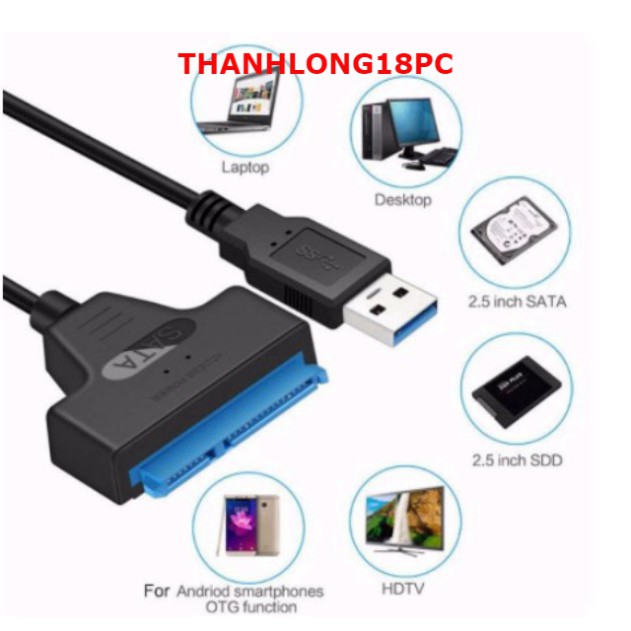 Dây Cáp Chuyển Đổi Kết Nối Ổ Cứng HDD Từ USB 3.0 Sang Sata 22 Pin 2.5 inch | BigBuy360 - bigbuy360.vn