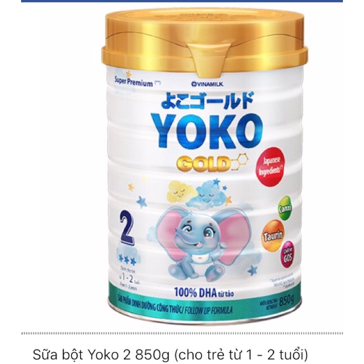 Sữa bột Yoko 2 hộp 850g (Cho trẻ từ 1-2 tuổi). Hạn sử dụng 12/07/2023 mới toanh.