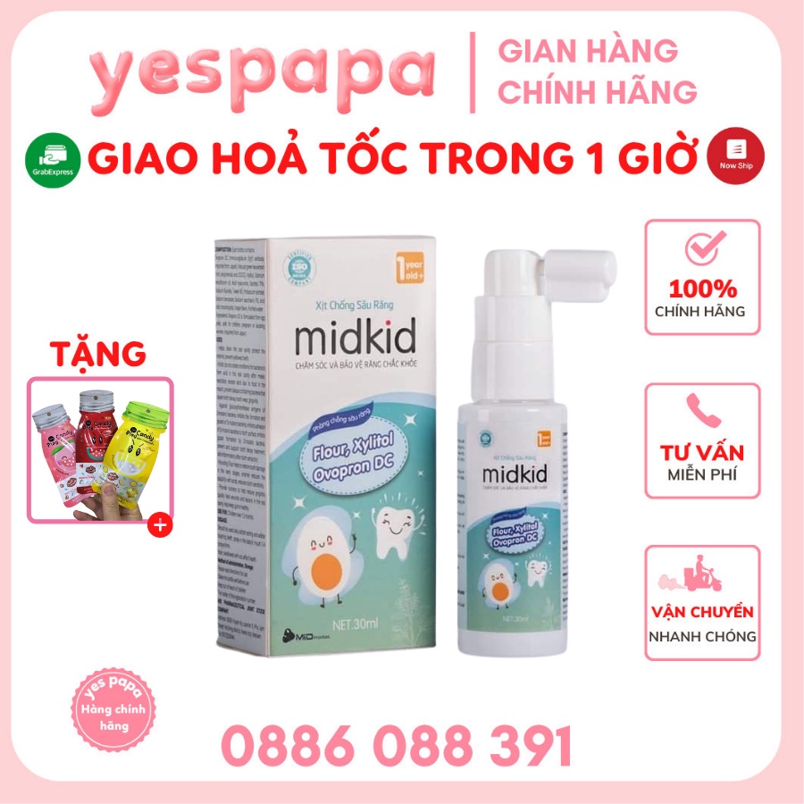 Xịt chống sâu răng cho bé Midkid 30ml hàng chính hãng