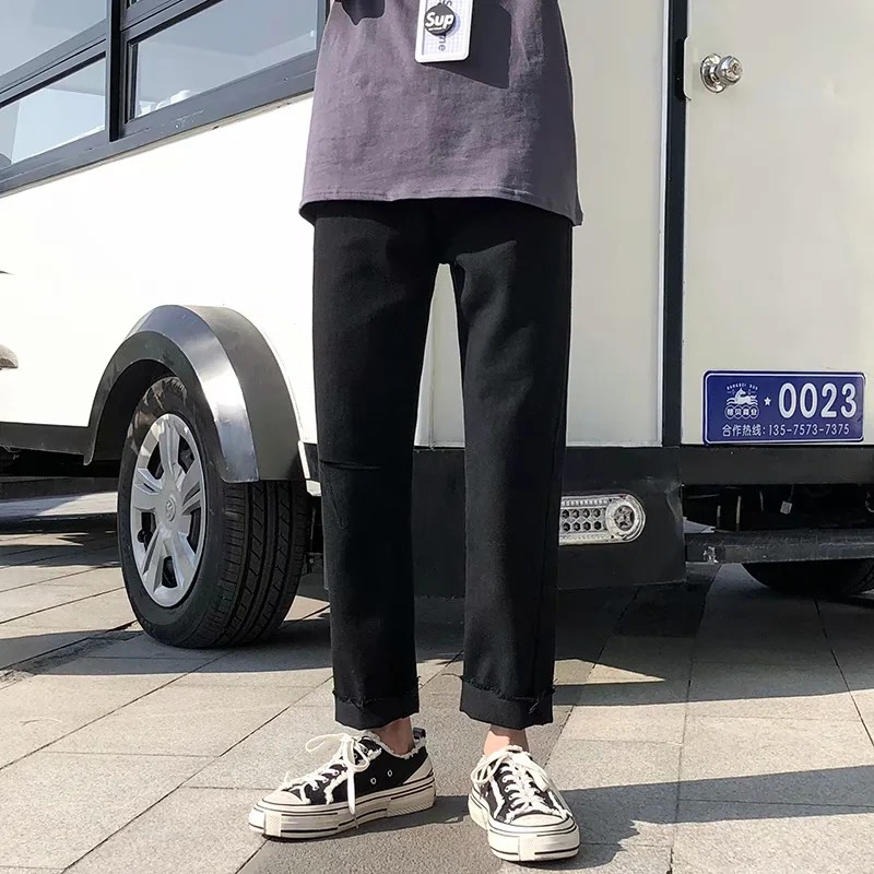 Quần Jeans Dài Rách Gối Thời Trang Dành Cho Nam