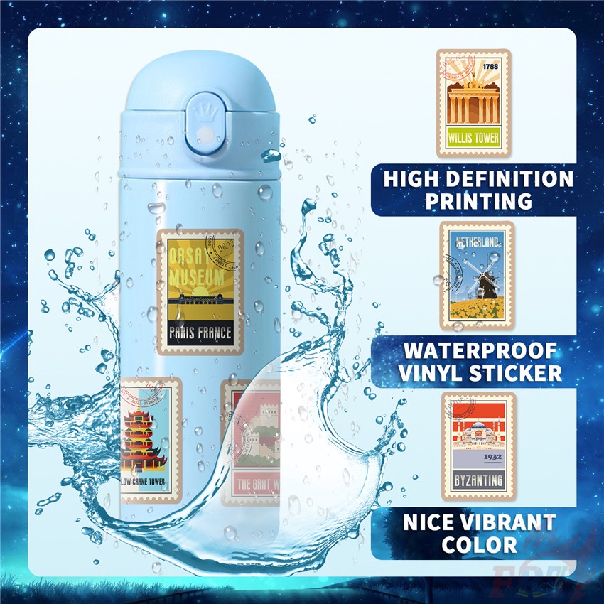 ❉ 02 Sticker Dán Trang Trí Phong Cách Retro ❉ Bộ 50 Miếng Dán Chống Thấm Nước Họa Tiết Thời Trang Dùng Trang Trí