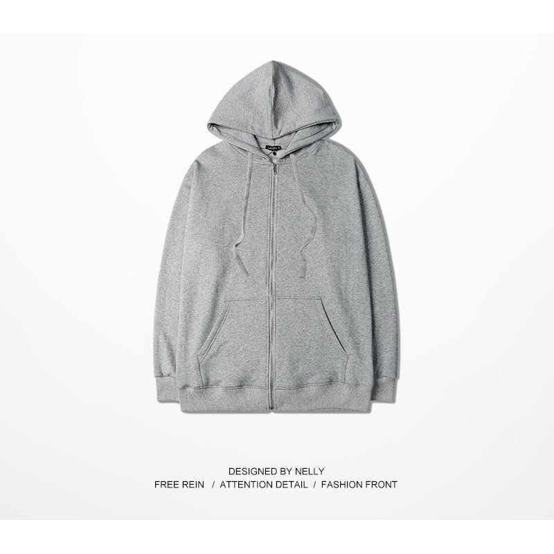 ÁO KHOÁC NỈ DA CÁ HOODIE TRƠN UNISEX NAM NỮ - ÁO KHOÁC ĐÔI BASIC 2 MÀU XÁM ĐEN