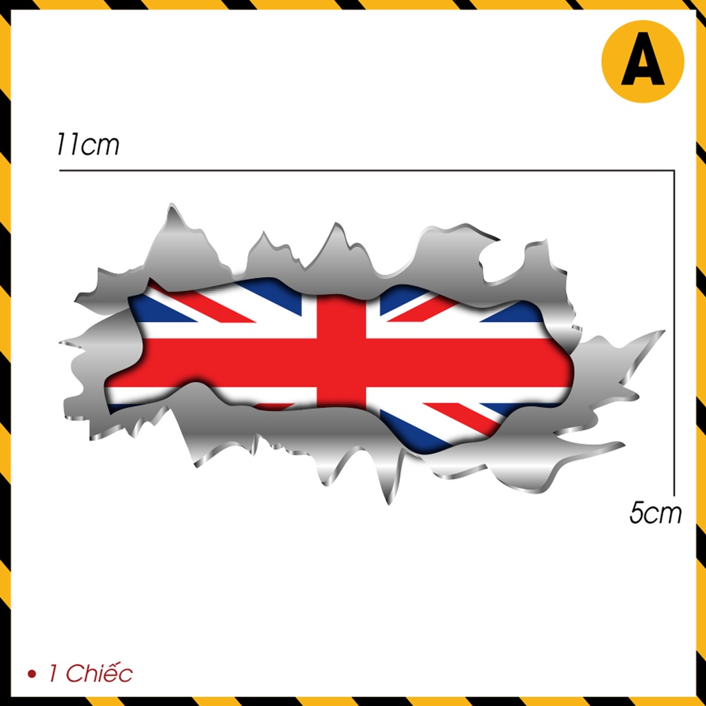 Sticker Trang Trí Xe máy, Xe Điện, Laptop, Điện Thoại, Mũ Bảo Hiểm Mẫu Cờ Anh | Tem Dán Xe Hình Cờ England Dễ Dán