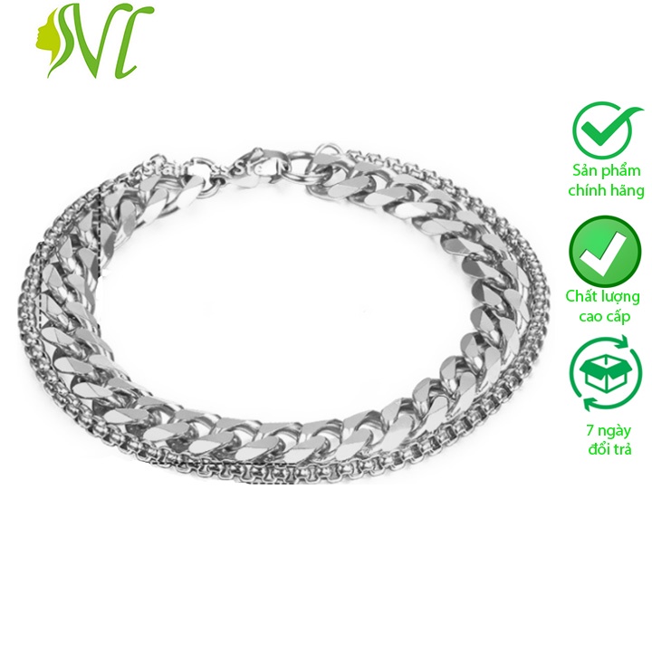 Lắc tay nam titan người đẹp vì lụa 2 lớp cáp không đen dị ứng