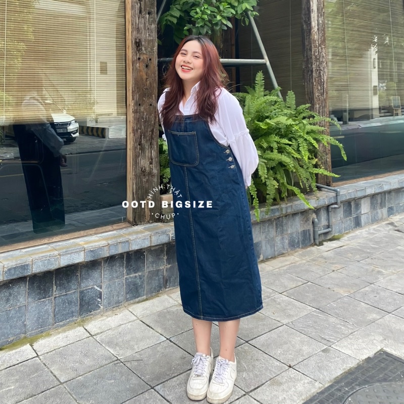 Yếm váy jean bigsize dáng dài