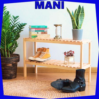 Kệ giày dép gỗ 2 tầng kiểu dáng Hàn Quốc xinh xắn, kệ gỗ decor phong cách vintage