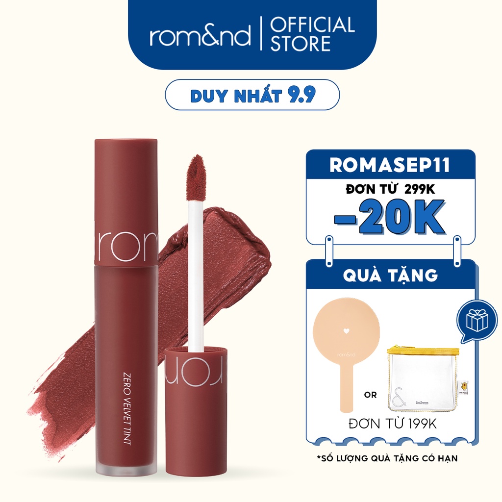 Son kem lì, lên màu siêu chuẩn, mềm mại như nhung Hàn Quốc Romand Zero Velvet Tint 5.5g