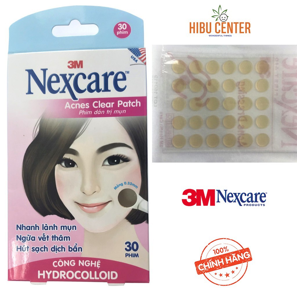 Hộp 30 miếng phim dán mụn, ngăn sẹo thâm Nexcare 3M TM-30M