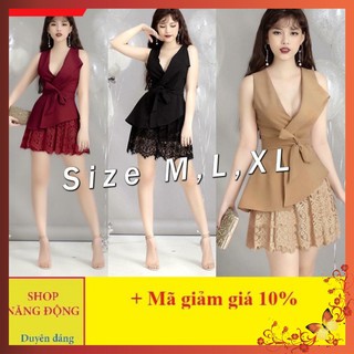Đồ Bay Ngắn 💥FREESHIP💥 Đồ bay ngắn giả váy phối ren cổ vest cực xinh TJ873 [CÓ ẢNH THẬT]