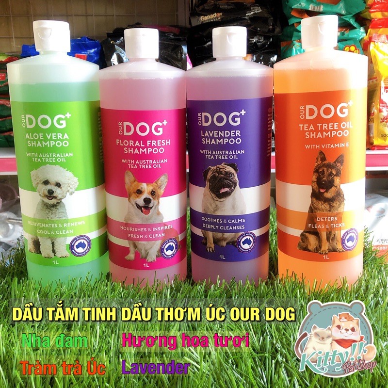 Dầu tắm Úc Our Dog 1L - Sữa tắm thơm, dưỡng lông, khử mùi hôi dành cho chó, mèo 1 lít - Kitty Pet Shop