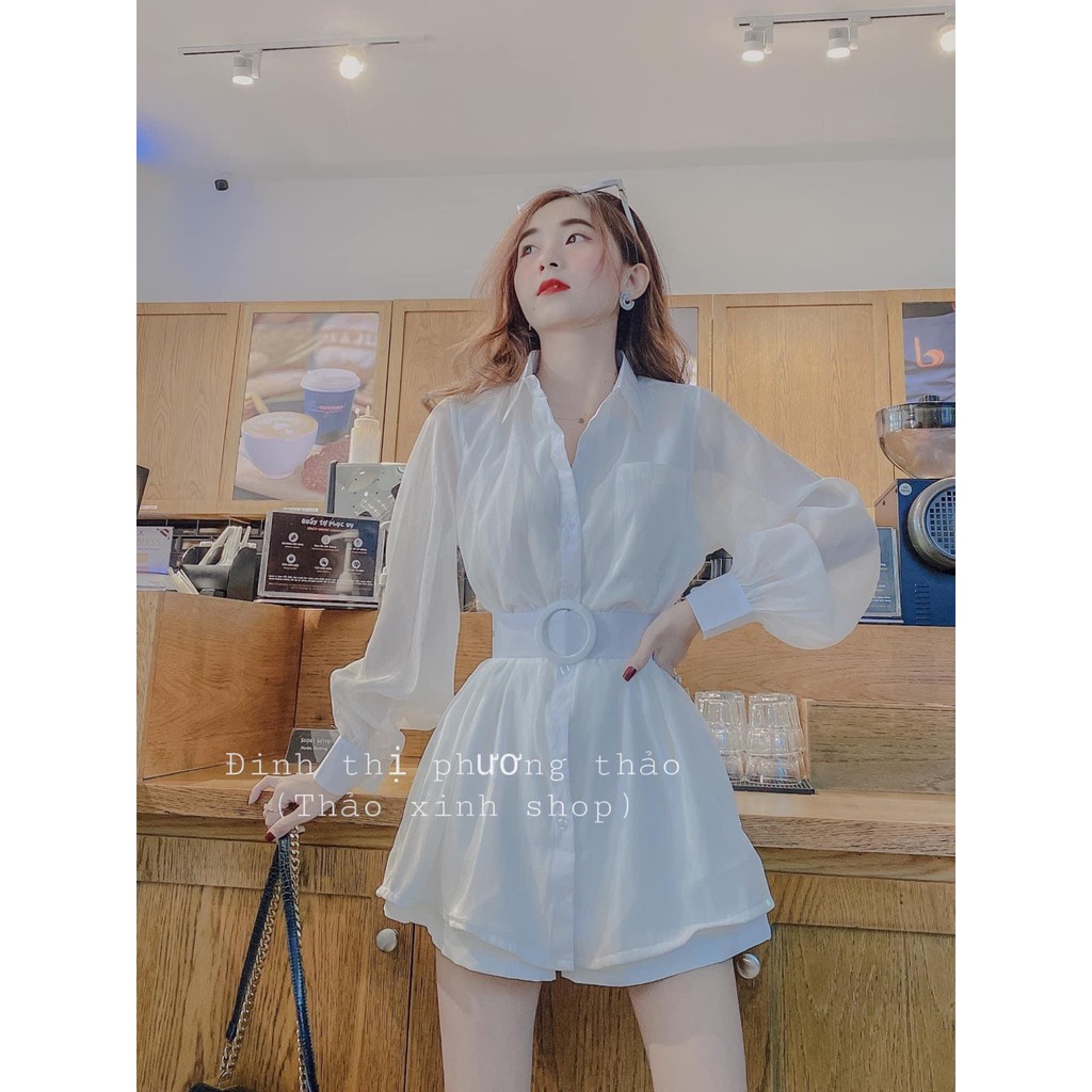 Set Bộ Sơ Mi Đũi Trắng Mix Quần Trắng ❤️FREESHIP❤️ Set Nữ Chất Mềm Mịn - TT115M089 | BigBuy360 - bigbuy360.vn