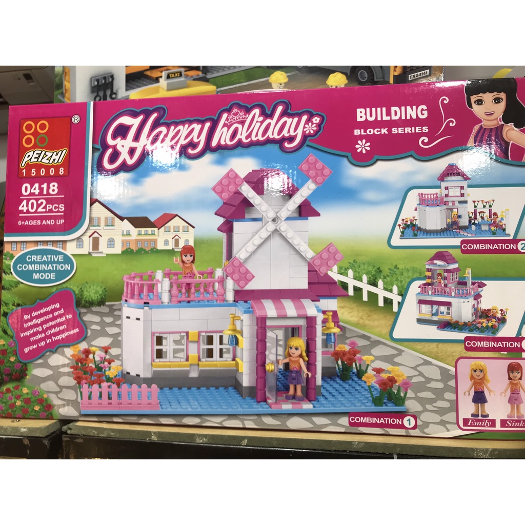 HỘP RÁP LEGO VILLA HAPPY HOLIDAY 3IN1 402 MẢNH GHÉP CHO BÉ GÁI