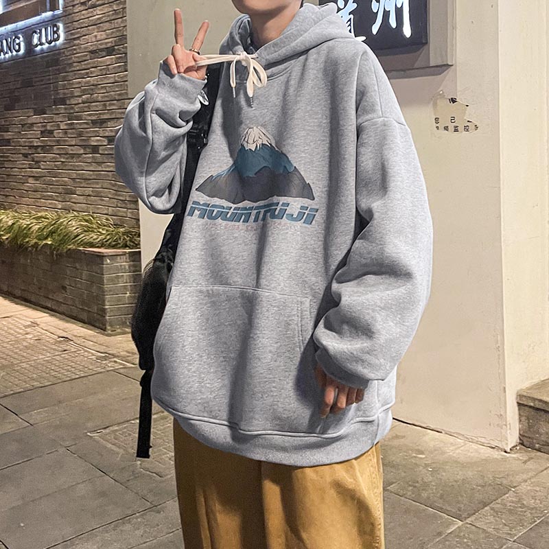 Áo hoodie tay dài dáng rộng in họa tiết núi tuyết thời trang cao cấp cho nam