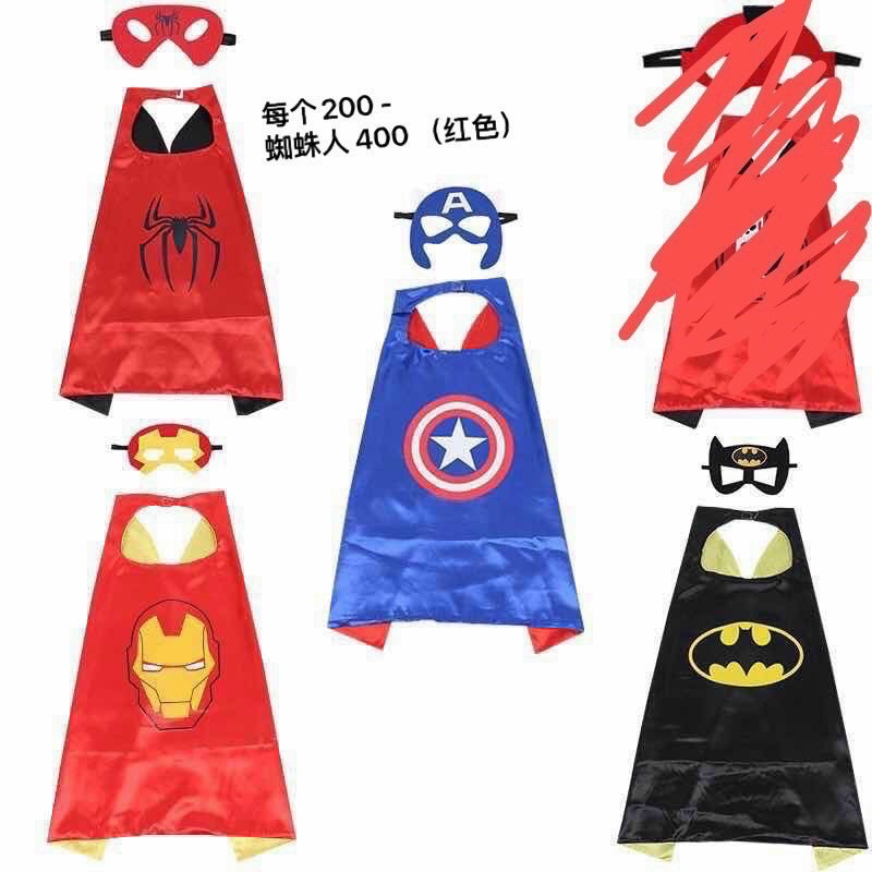 sét áo choàng và mặt nạ Siêu nhân ( spiderman, captain, batman, ironman,) và công chúa Elsa