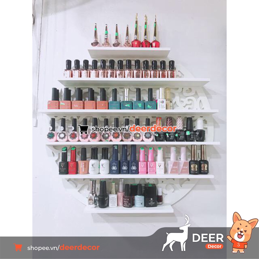 Kệ Để Nước Sơn Móng Tay Hình Tròn Họa Tiết Hoa Lá - DEER DECOR