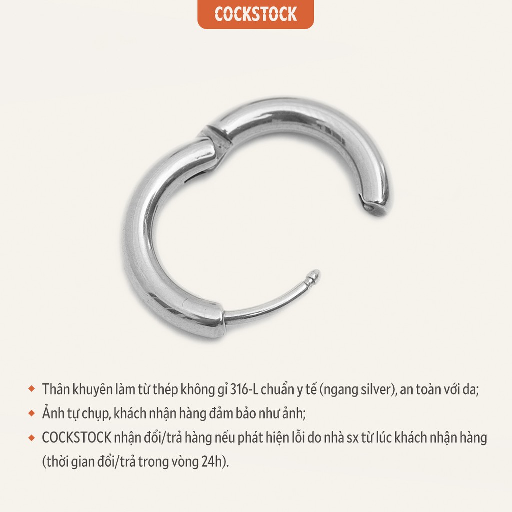 Khuyên tai vòng mảnh Classic Hoop Thin Earring CockStock