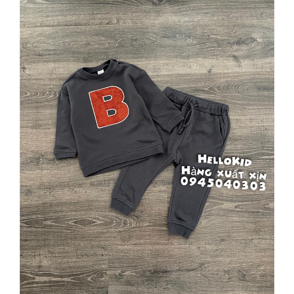 Bộ nỉ chữ thêu tím than