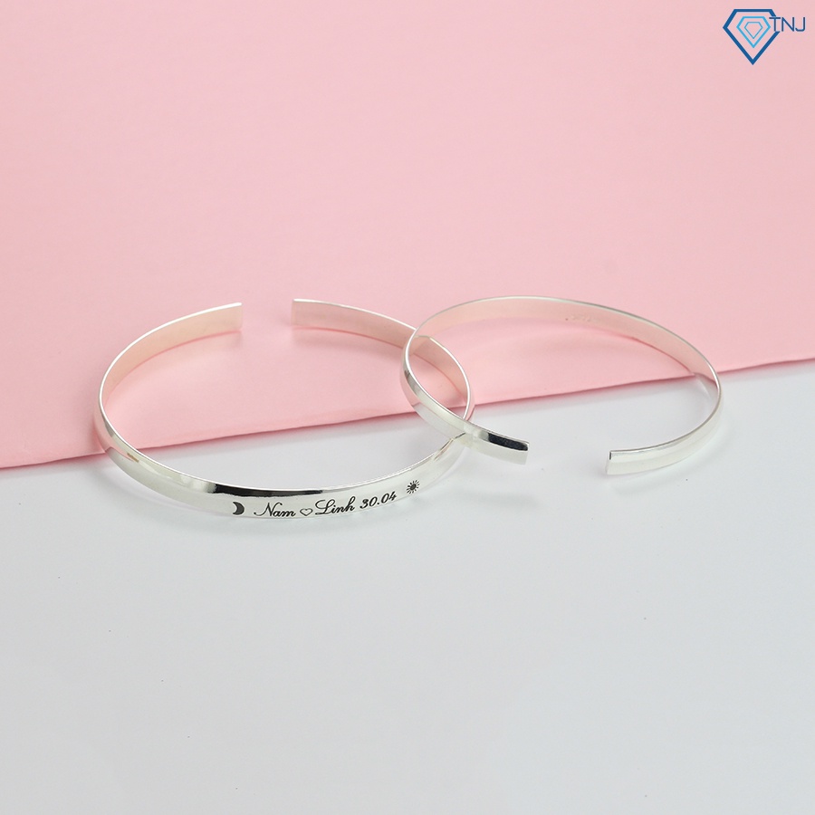 Lắc bạc đôi khắc tên dạng kiềng LTD0030 - Trang Sức TNJ