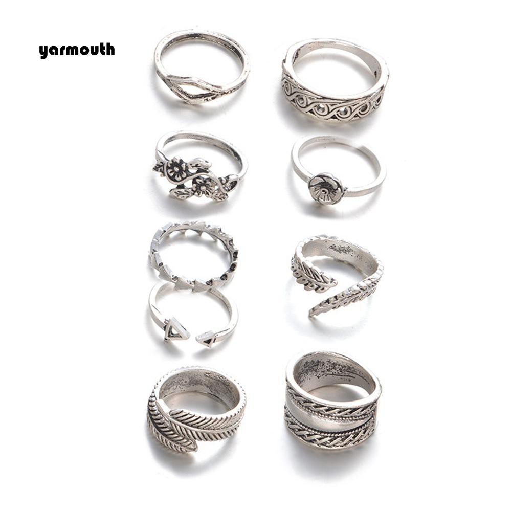 Set 9 Nhẫn Đeo Khớp Ngón Tay Vintage Cho Nữ