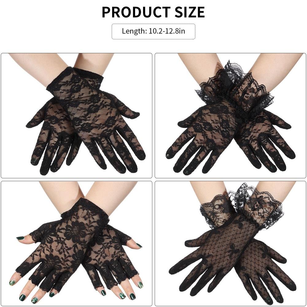 HECCEH Lace Gloves Women Wedding Sun Protection Fingerless
