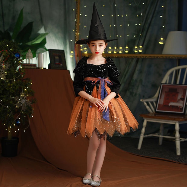 Trang Phục Hóa Trang Phù Thủy Nhân Dịp Halloween Dễ Thương Cho Bé Gái