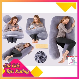 Gối ôm bà bầu hình chữ U vải nhung cao cấp